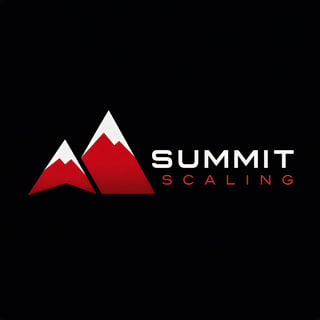 Summit Scaling logo featuring two red and white mountain peaks with text on black background